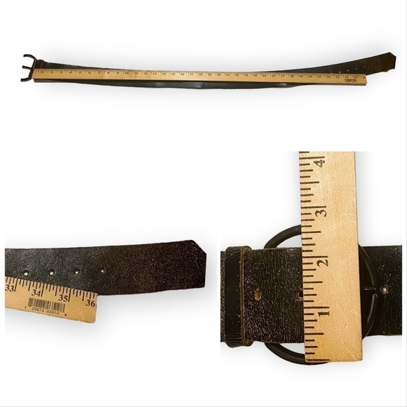 Miu Miu Brown Belt, Distressed Leather, Wide, Large Buckle, Size 95/38 main image 7